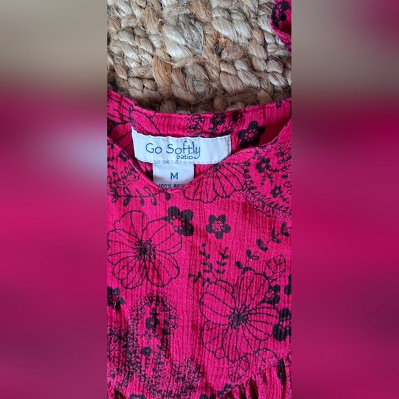 Go softly Patio Rayon Ruffle dresses woman Sz Mediun Beachy Boho Cruise Summer - Picture 3 of 6